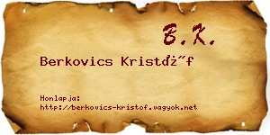 Berkovics Kristóf névjegykártya